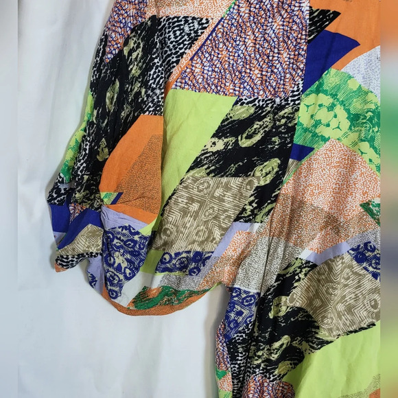Vtg Oversized Dispose Multi‎ Pattern Multicolored Collar Button Down Top Size XL - Picture 3 of 6